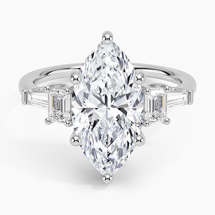 Cleo Five Stone Diamond Ring Platinum Marquise Engagement Ring
