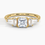 Cleo Five Stone Diamond Ring Yellow Gold 18k Asscher Engagement Ring