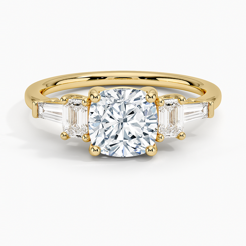 Cleo Five Stone Diamond Ring Yellow Gold 18k Cushion Engagement Ring