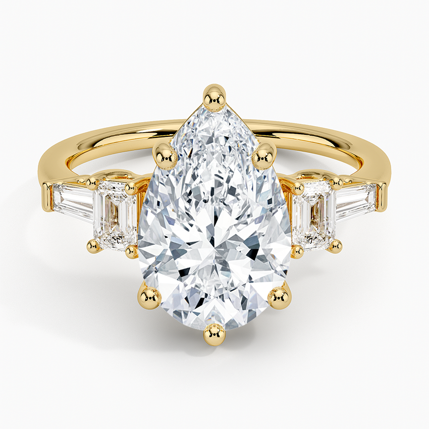 Cleo Five Stone Diamond Ring Yellow Gold 18k Pear Engagement Ring