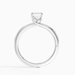 Adorned Camellia Milgrain Diamond Ring Platinum Emerald Engagement Ring