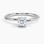 Adorned Camellia Milgrain Diamond Ring Platinum Asscher Engagement Ring