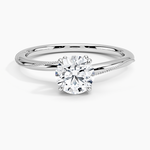 Adorned Camellia Milgrain Diamond Ring Platinum Round Engagement Ring