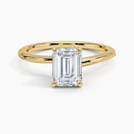 Adorned Camellia Milgrain Diamond Ring Yellow Gold 18k Emerald Engagement Ring