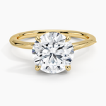 Adorned Camellia Milgrain Diamond Ring Yellow Gold 18k Round Engagement Ring