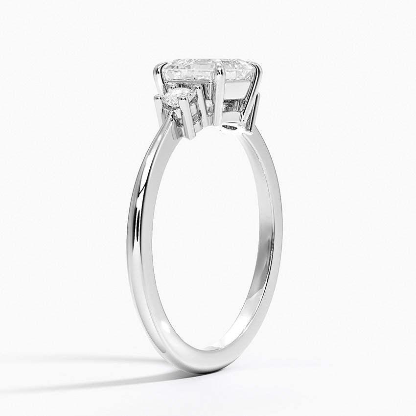 Petite Selene Three Stone Diamond Ring (1/10 ct. tw.) Platinum Asscher Engagement Ring