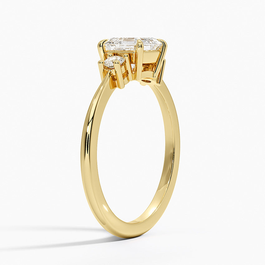 Petite Selene Three Stone Diamond Ring (1/10 ct. tw.) Yellow Gold 18k Asscher Engagement Ring
