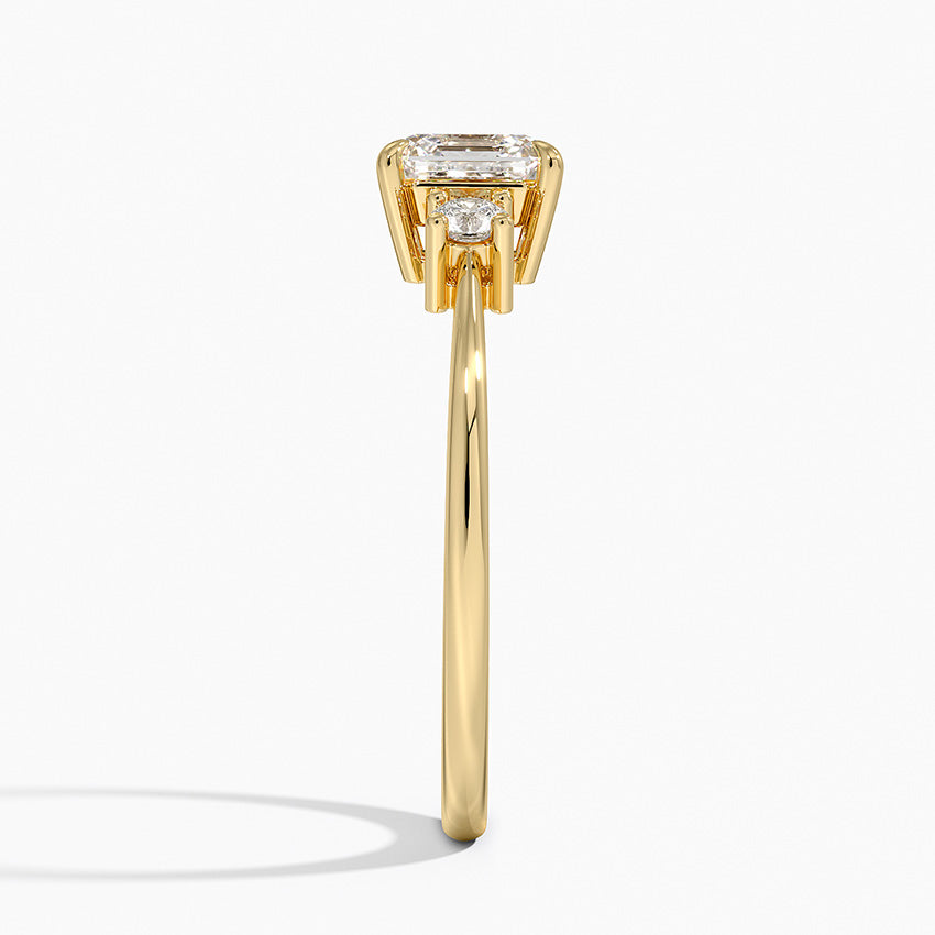 Petite Selene Three Stone Diamond Ring (1/10 ct. tw.) Yellow Gold 18k Asscher Engagement Ring