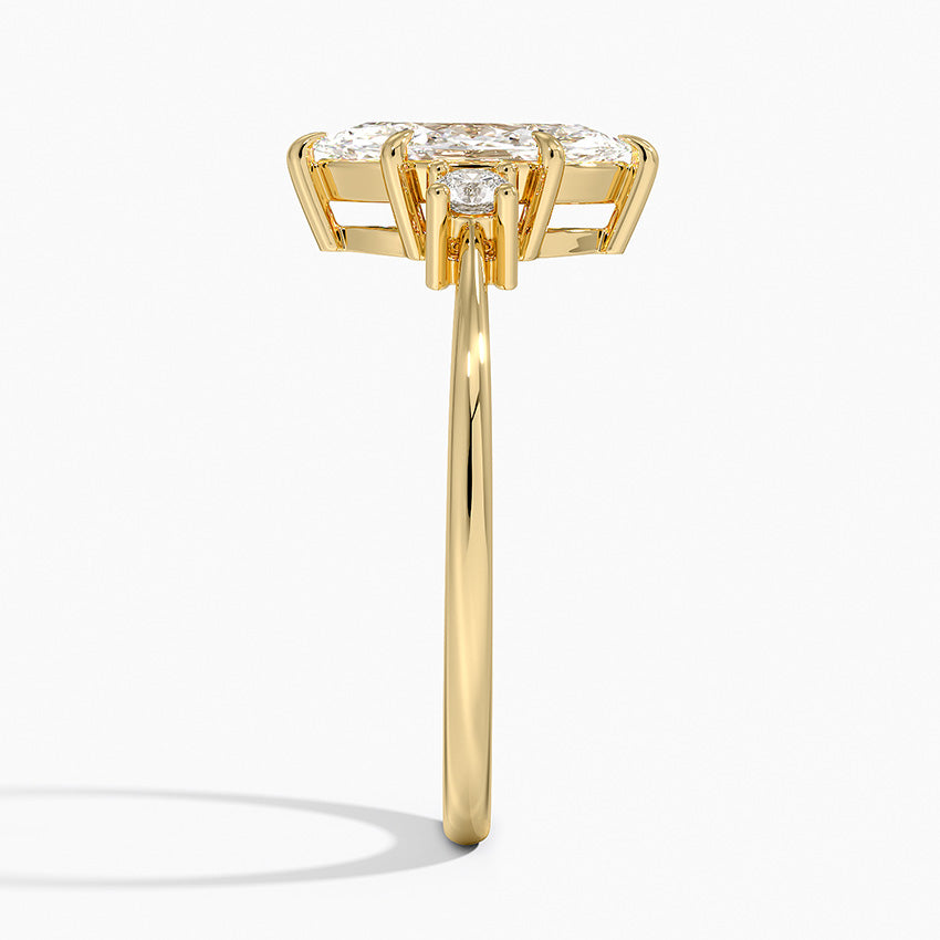 Petite Selene Three Stone Diamond Ring (1/10 ct. tw.) Yellow Gold 18k Marquise Engagement Ring