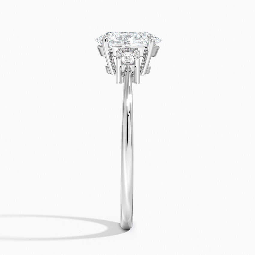 Petite Selene Three Stone Diamond Ring (1/10 ct. tw.) Platinum Oval Engagement Ring