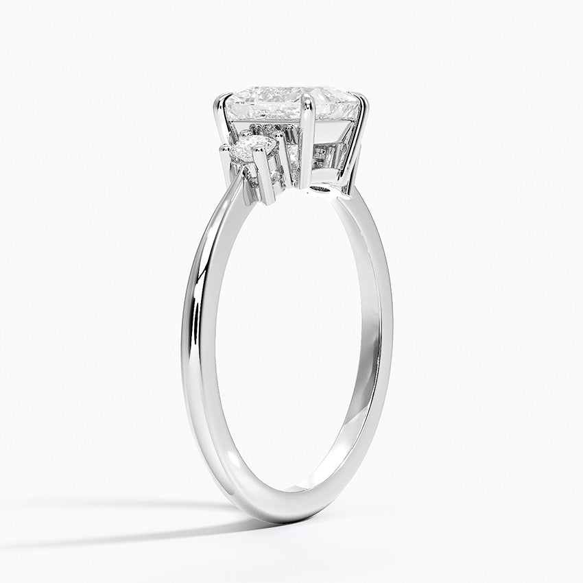 Petite Selene Three Stone Diamond Ring (1/10 ct. tw.) Platinum Princess Engagement Ring