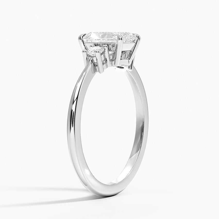 Petite Selene Three Stone Diamond Ring (1/10 ct. tw.) Platinum Radiant Engagement Ring