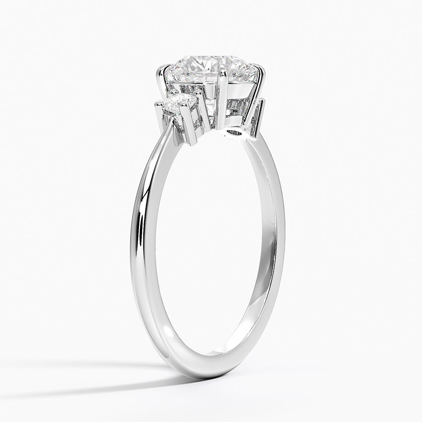 Petite Selene Three Stone Diamond Ring (1/10 ct. tw.) Platinum Round Engagement Ring