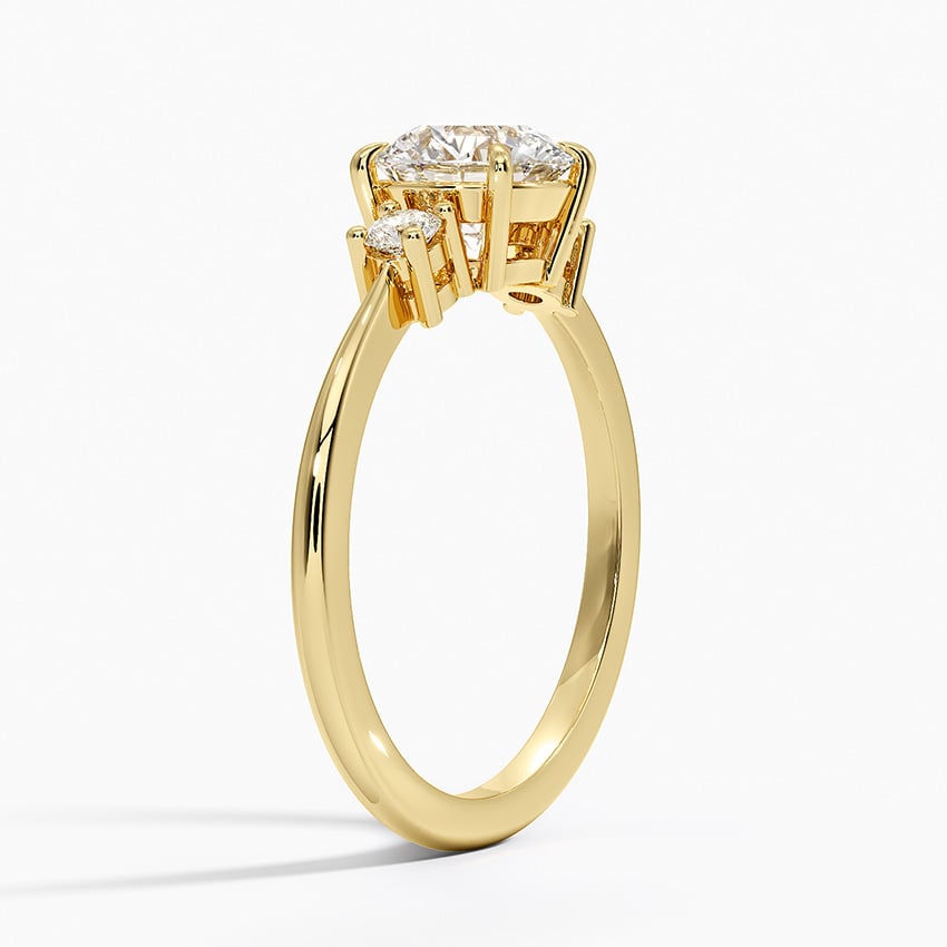 Petite Selene Three Stone Diamond Ring (1/10 ct. tw.) Yellow Gold 18k Round Engagement Ring