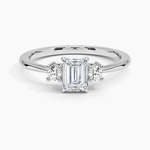 Petite Selene Three Stone Diamond Ring (1/10 ct. tw.) Platinum Emerald Engagement Ring