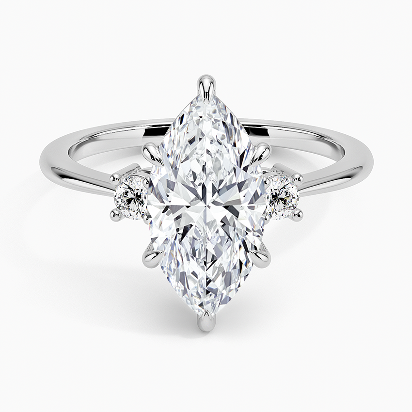 Petite Selene Three Stone Diamond Ring (1/10 ct. tw.) Platinum Marquise Engagement Ring