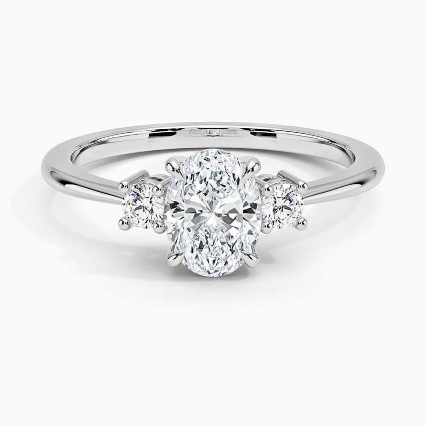 Petite Selene Three Stone Diamond Ring (1/10 ct. tw.) Platinum Oval Engagement Ring