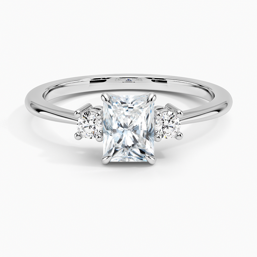 Petite Selene Three Stone Diamond Ring (1/10 ct. tw.) Platinum Radiant Engagement Ring
