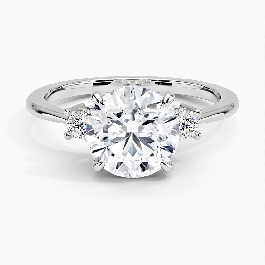 Petite Selene Three Stone Diamond Ring (1/10 ct. tw.) Platinum Round Engagement Ring