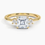 Petite Selene Three Stone Diamond Ring (1/10 ct. tw.) Yellow Gold 18k Asscher Engagement Ring