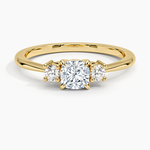 Petite Selene Three Stone Diamond Ring (1/10 ct. tw.) Yellow Gold 18k Cushion Engagement Ring