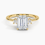 Petite Selene Three Stone Diamond Ring (1/10 ct. tw.) Yellow Gold 18k Emerald Engagement Ring