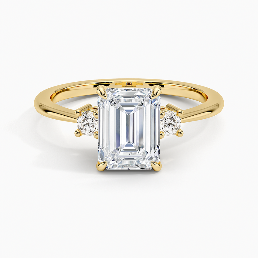 Petite Selene Three Stone Diamond Ring (1/10 ct. tw.) Yellow Gold 18k Emerald Engagement Ring