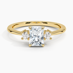 Petite Selene Three Stone Diamond Ring (1/10 ct. tw.) Yellow Gold 18k Radiant Engagement Ring