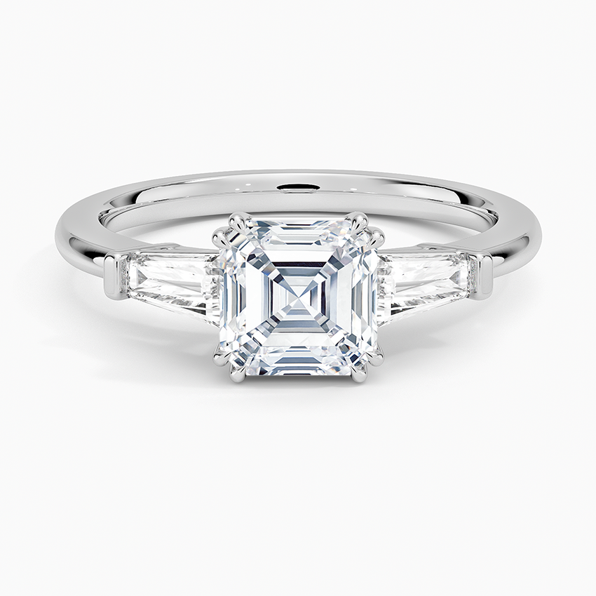 Symphony Double Prong Three Stone Diamond Ring (1/2 ct. tw.) Platinum Asscher Engagement Ring