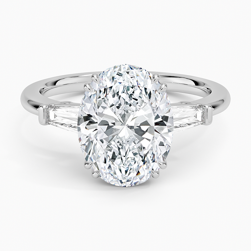 Symphony Double Prong Three Stone Diamond Ring (1/2 ct. tw.) Platinum Oval Engagement Ring