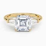 Symphony Double Prong Three Stone Diamond Ring (1/2 ct. tw.) Yellow Gold 18k Asscher Engagement Ring