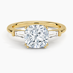 Symphony Double Prong Three Stone Diamond Ring (1/2 ct. tw.) Yellow Gold 18k Cushion Engagement Ring