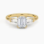 Symphony Double Prong Three Stone Diamond Ring (1/2 ct. tw.) Yellow Gold 18k Emerald Engagement Ring