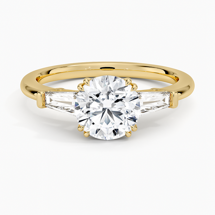 Symphony Double Prong Three Stone Diamond Ring (1/2 ct. tw.) Yellow Gold 18k Round Engagement Ring