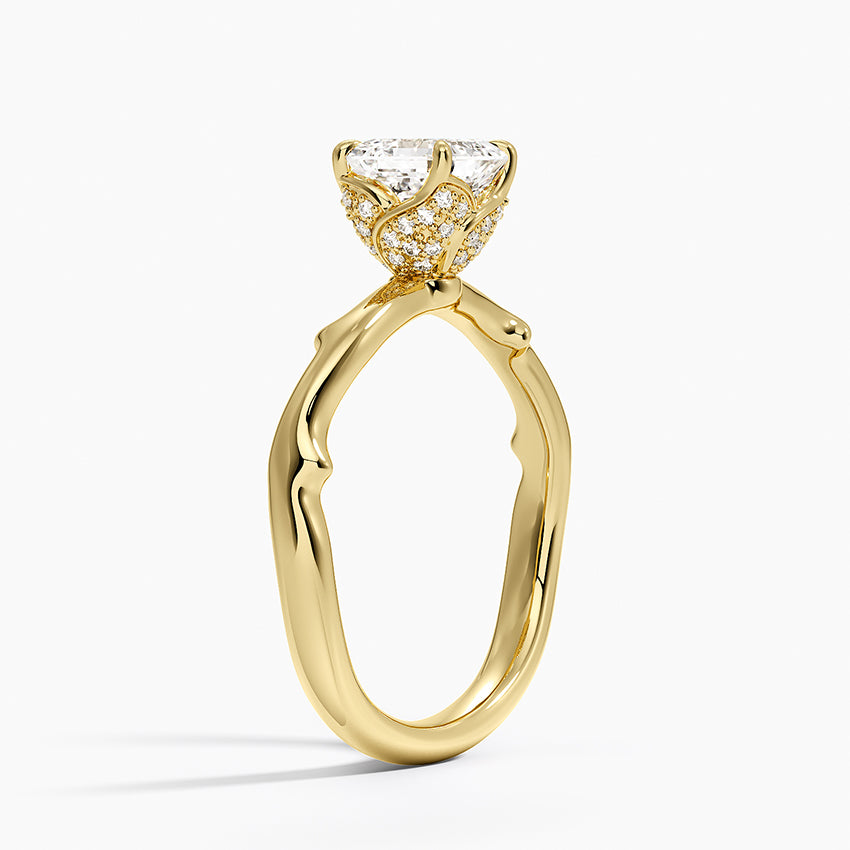 Rose Thorn Hidden Accent Diamond Ring (1/4 ct. tw.) Yellow Gold 18k Asscher Engagement Ring