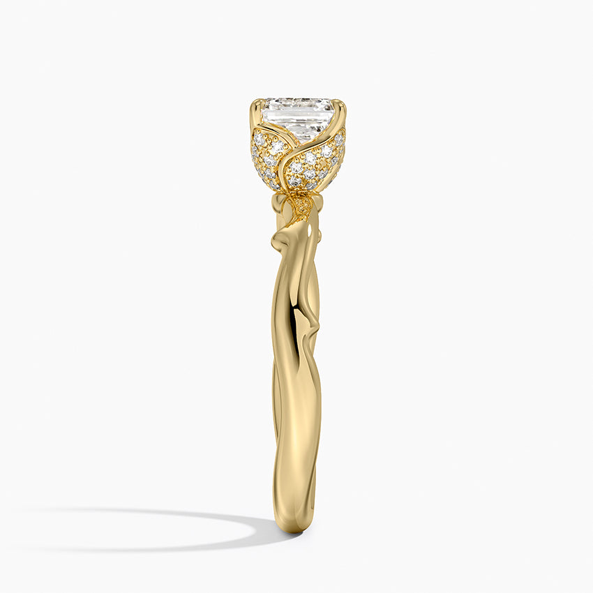 Rose Thorn Hidden Accent Diamond Ring (1/4 ct. tw.) Yellow Gold 18k Asscher Engagement Ring
