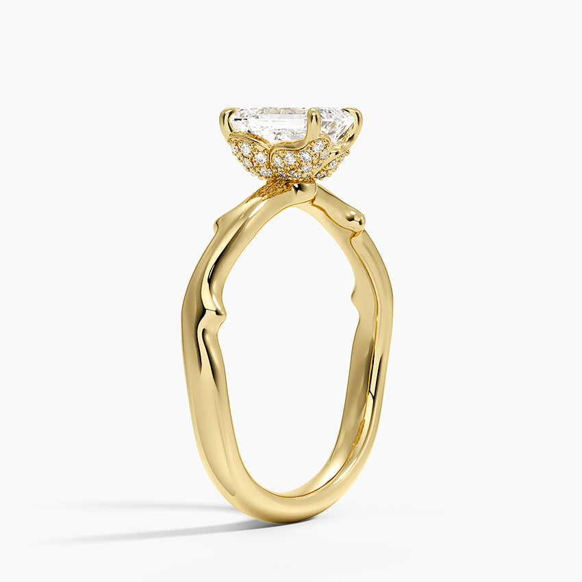 Rose Thorn Hidden Accent Diamond Ring (1/4 ct. tw.) Yellow Gold 18k Emerald Engagement Ring