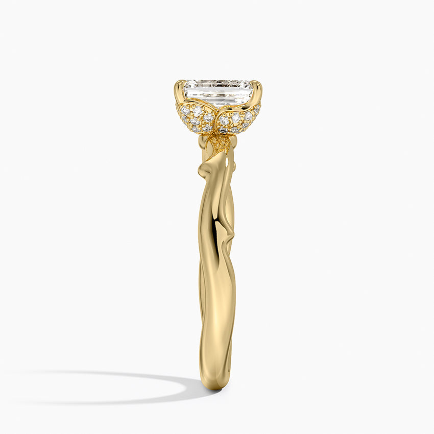 Rose Thorn Hidden Accent Diamond Ring (1/4 ct. tw.) Yellow Gold 18k Emerald Engagement Ring