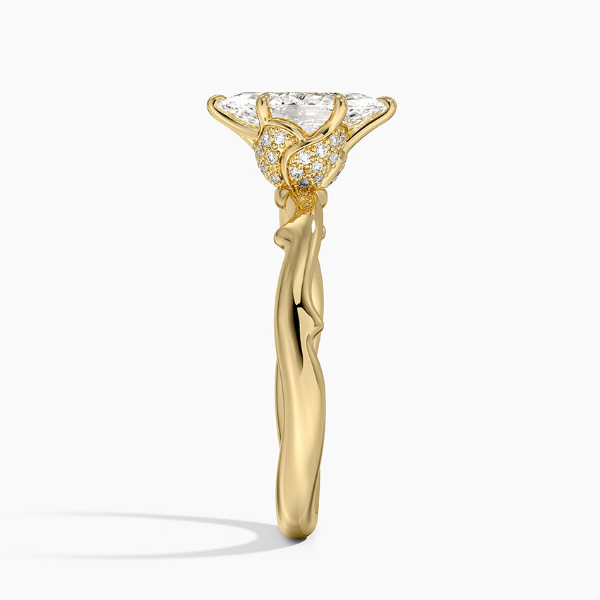 Rose Thorn Hidden Accent Diamond Ring (1/4 ct. tw.) Yellow Gold 18k Marquise Engagement Ring