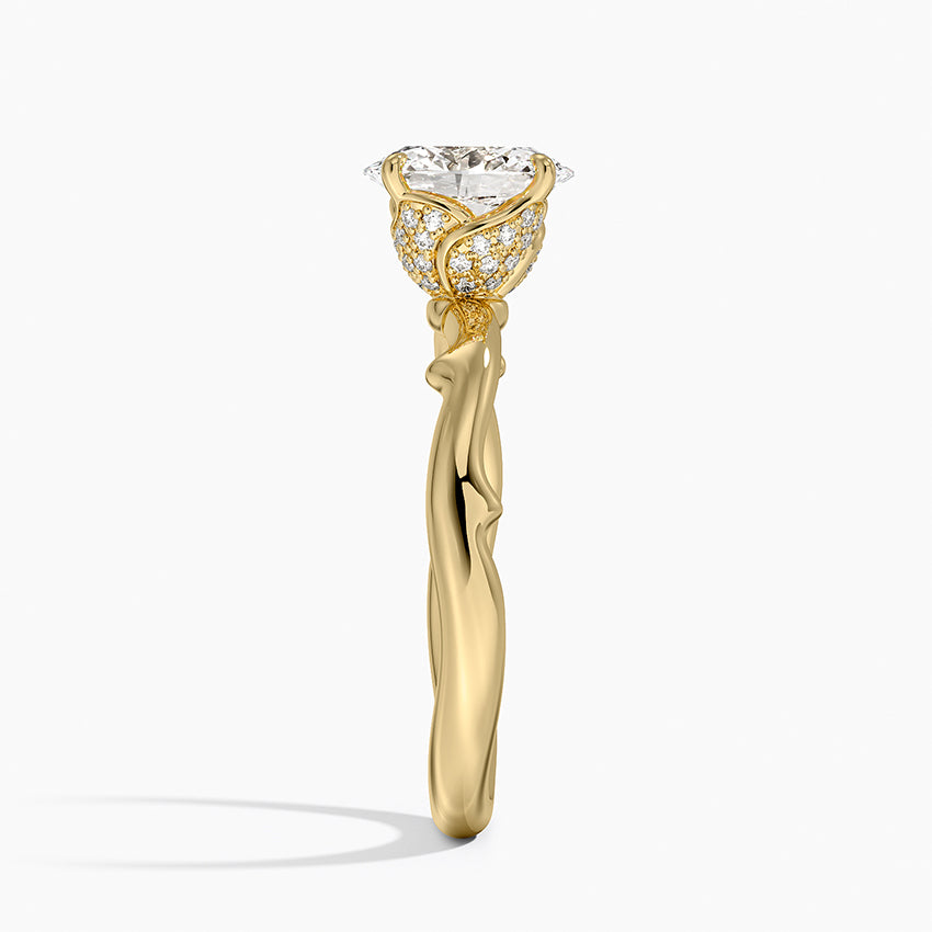 Rose Thorn Hidden Accent Diamond Ring (1/4 ct. tw.) Yellow Gold 18k Oval Engagement Ring