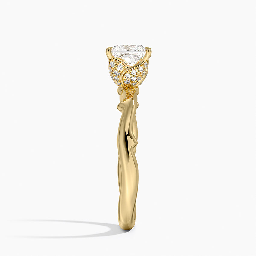 Rose Thorn Hidden Accent Diamond Ring (1/4 ct. tw.) Yellow Gold 18k Princess Engagement Ring