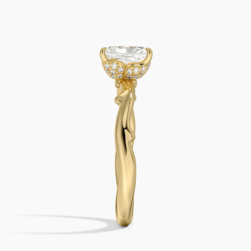 Rose Thorn Hidden Accent Diamond Ring (1/4 ct. tw.) Yellow Gold 18k Radiant Engagement Ring