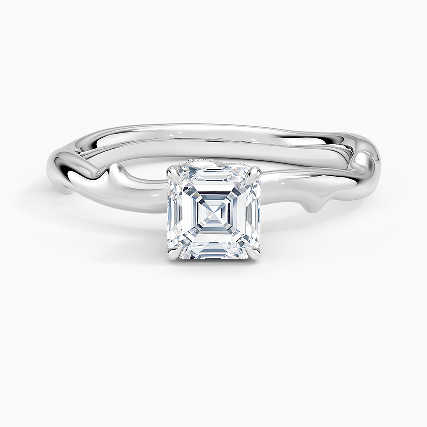 Rose Thorn Hidden Accent Diamond Ring (1/4 ct. tw.) Platinum Asscher Engagement Ring