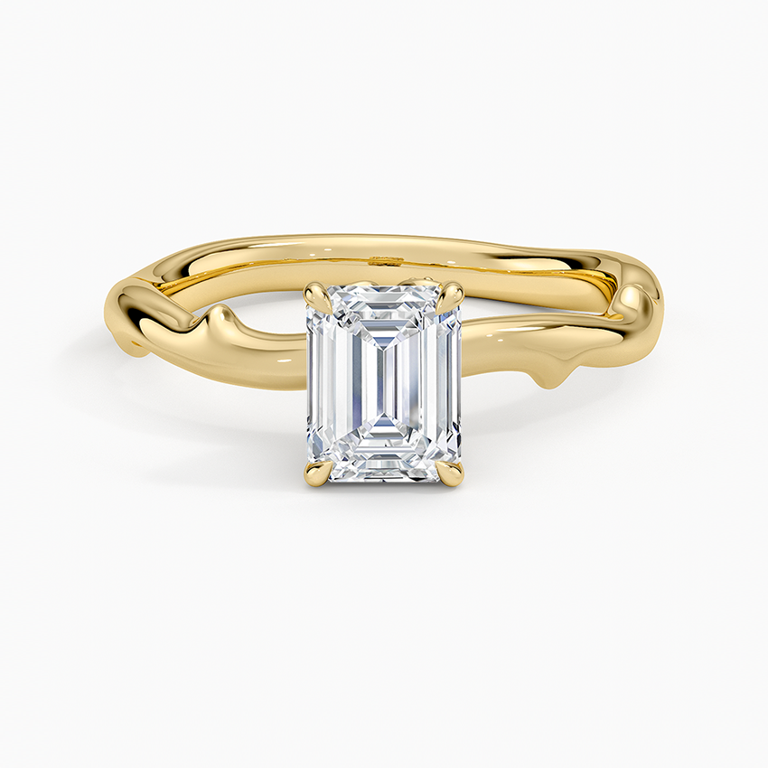Rose Thorn Hidden Accent Diamond Ring (1/4 ct. tw.) Yellow Gold 18k Emerald Engagement Ring