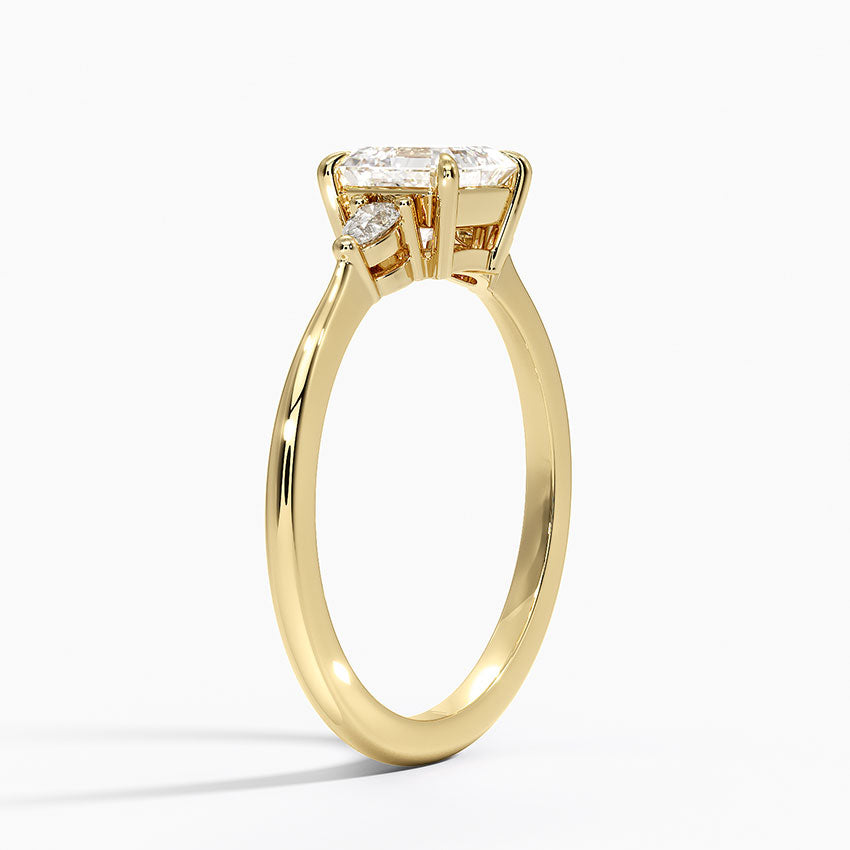 Aria Three Stone Diamond Ring (1/10 ct. tw.) Yellow Gold 18k Asscher Engagement Ring