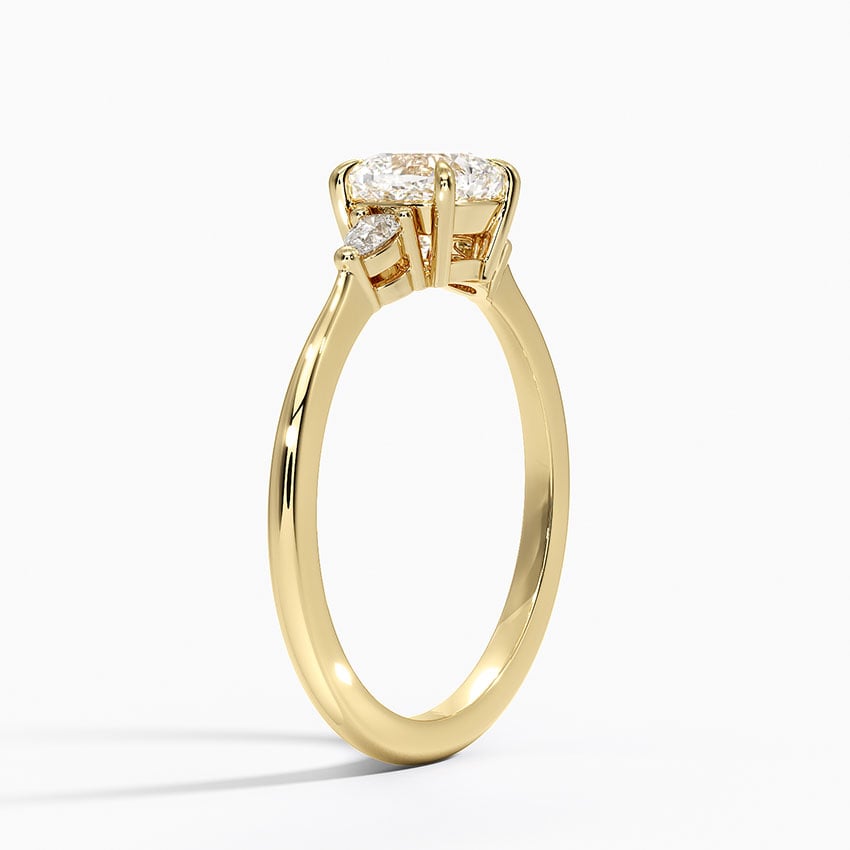 Aria Three Stone Diamond Ring (1/10 ct. tw.) Yellow Gold 18k Cushion Engagement Ring