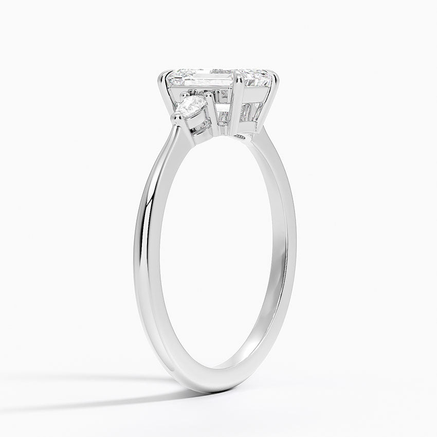 Aria Three Stone Diamond Ring (1/10 ct. tw.) Platinum Emerald Engagement Ring