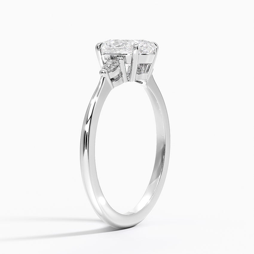 Aria Three Stone Diamond Ring (1/10 ct. tw.) Platinum Oval Engagement Ring