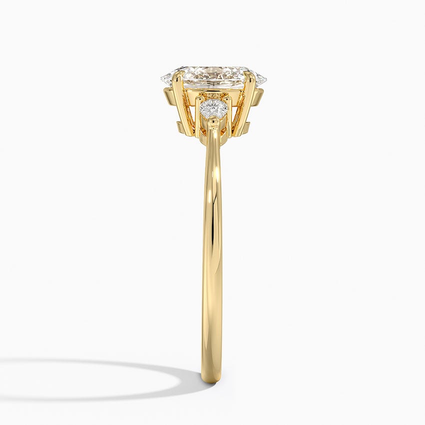 Aria Three Stone Diamond Ring (1/10 ct. tw.) Yellow Gold 18k Oval Engagement Ring