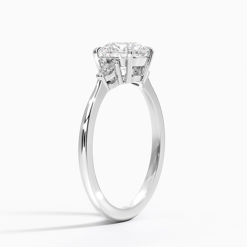 Aria Three Stone Diamond Ring (1/10 ct. tw.) Platinum Round Engagement Ring
